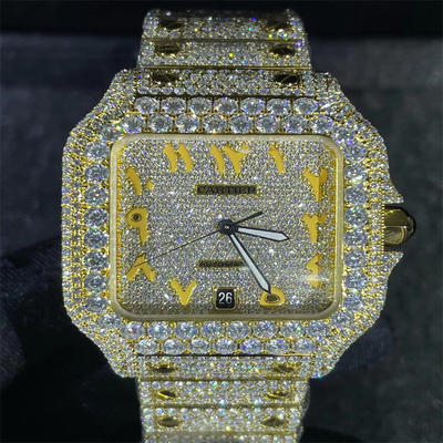 Mechanical Wrist  Moissanite Diamond Watch With Round Brilliant Cut