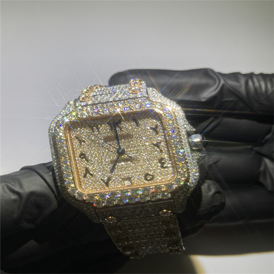 Hand Setting OEM Santos Diamond Watch Full Bustdown Watch