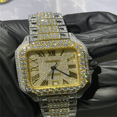 Luxury Buss Down Moissanite Watch Conflict Free Moissanite Santos