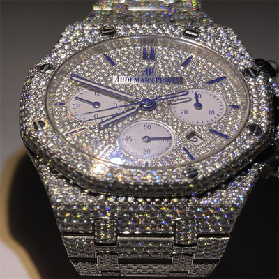Silver Plated Moissanite AP Watch Round Brilliant Cut Ap Wrist Watch Top Brand