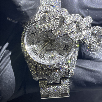 Stainless Steel Moissanite Bust Down Watch