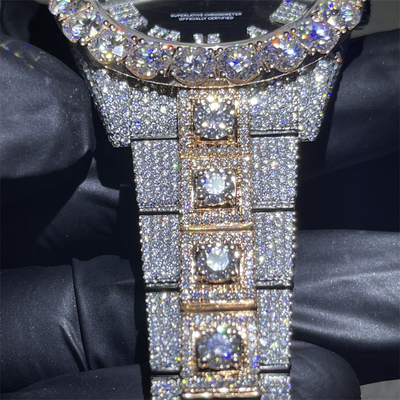 VVS 18k Gold Diamond Watch Round Brilliant Cut Rapper Diamond Watch
