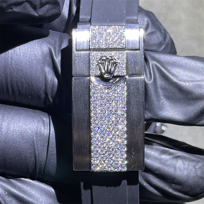 Hand Setting Rolex Diamond Watch VVS1 Bling Iced Out Moissanite Watch