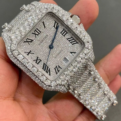 Miami Cuban  Santos Watch Diamonds Bling Luxury VVS Watch
