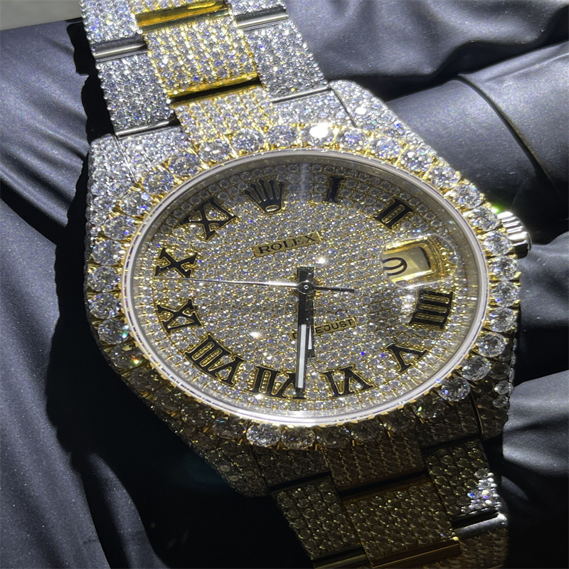 DEF  Moissanite Watch Rolex Full Bussdown Rolex Iced Out Diamond Watch