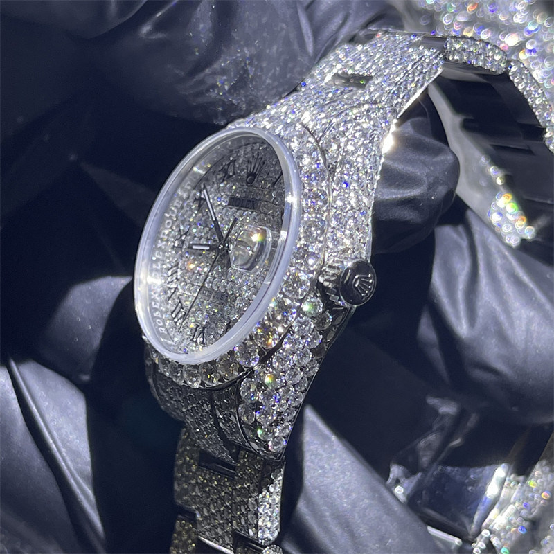 31mm White Loose Moissanite Diamond Watch Gem Stone Moissanite Watch  For Men