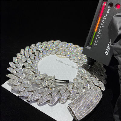 De Kettingsjuwelen Diamond For Men van douanesterling silver moissanite cuban link