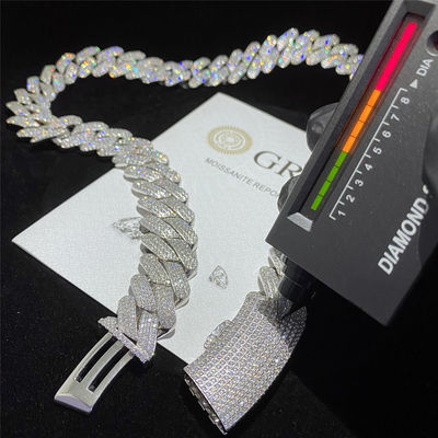 Miami bevroor de Kettingsvvs Moissanite uit Rappers 925 van Cuban Link van Mensen Sterling Silver